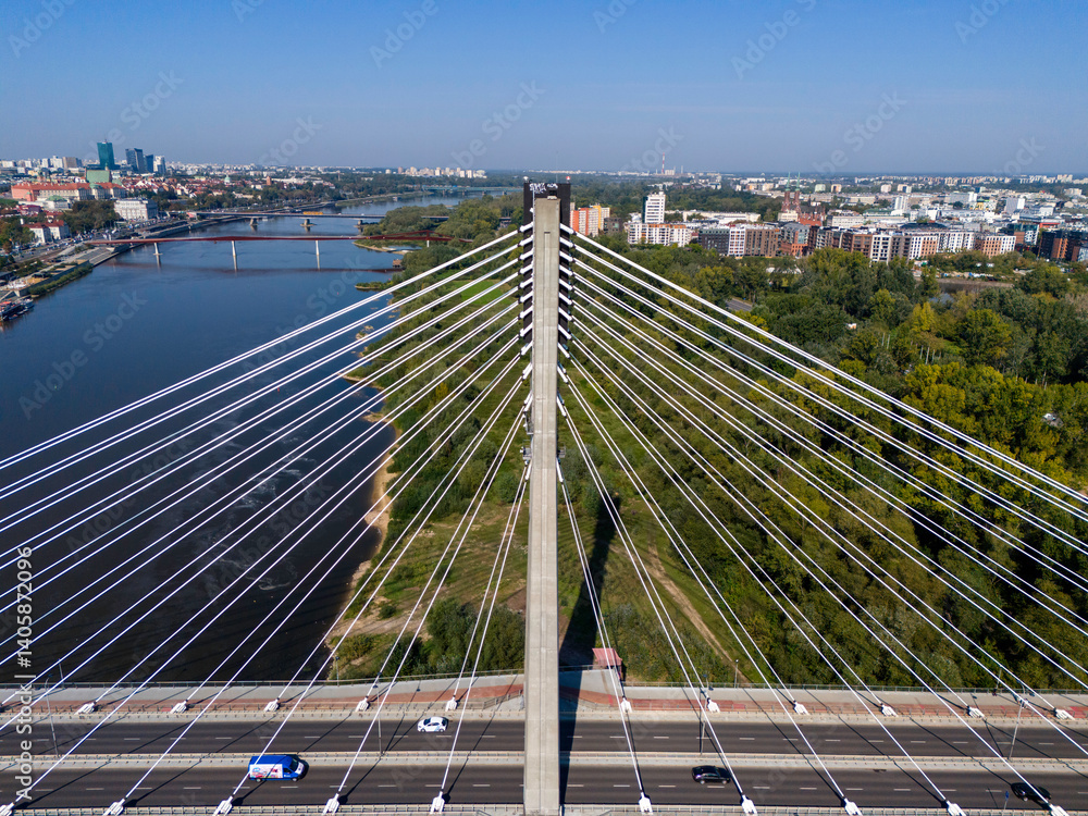 Warszawa, widok na miasto z okolic mostu Świętokrzyskiego