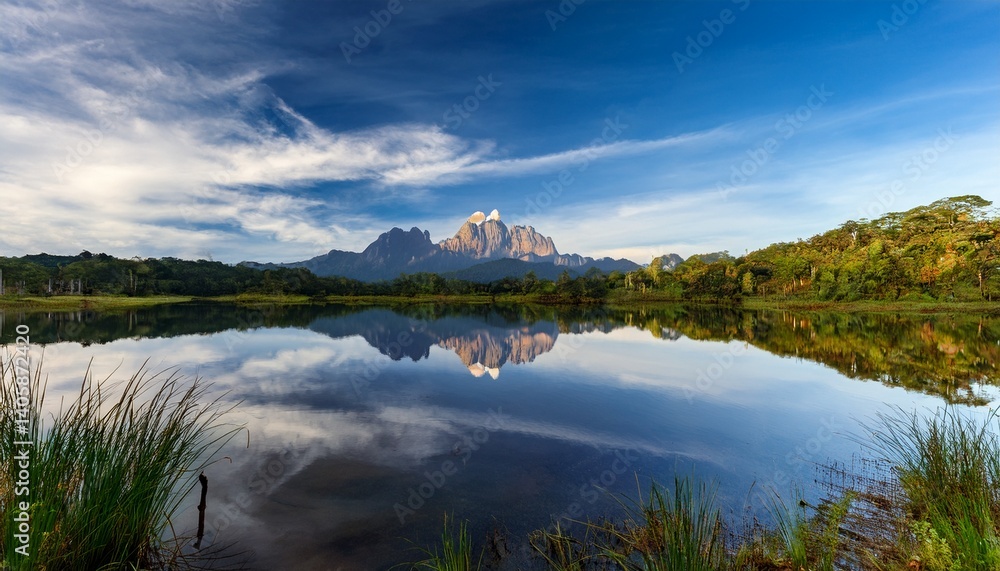 Reflection of Mount Kinabalu at Sabah Borneo Malaysia Reflection of Mount Kinabalu at Sabah Borneo Malaysia