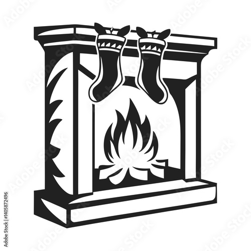 Fireplace Christmas Vector Art