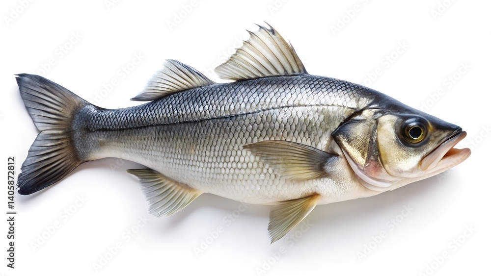 Obraz premium High Resolution Image of a Seabass Fish Isolated on White Background