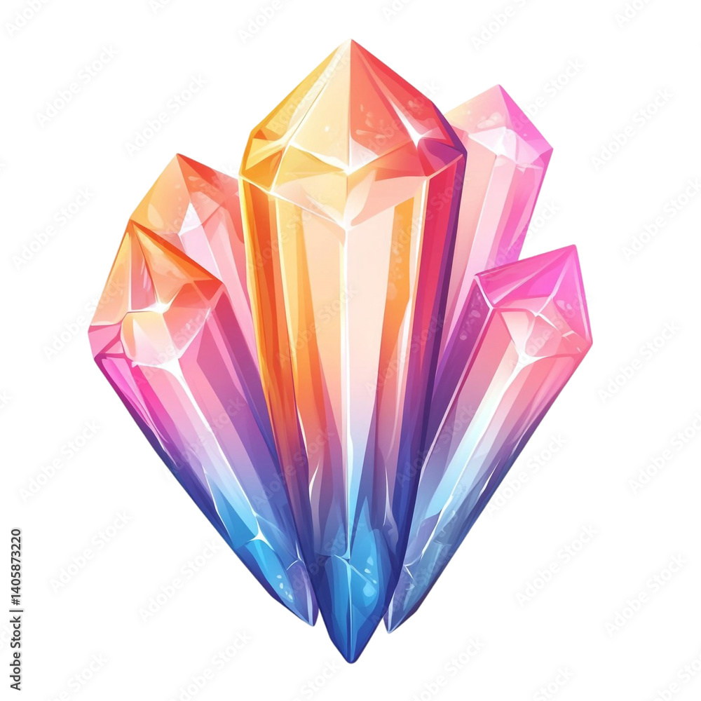 Sparkling Rainbow Crystals Magical Gemstones Glowing Brightly Sparkling Rainbow Crystals Magical Gemstones Glowing Brightly