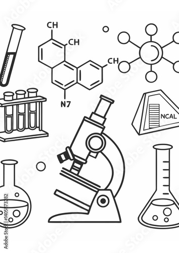 Laboratory Equipment — Minimal Science Line Icons