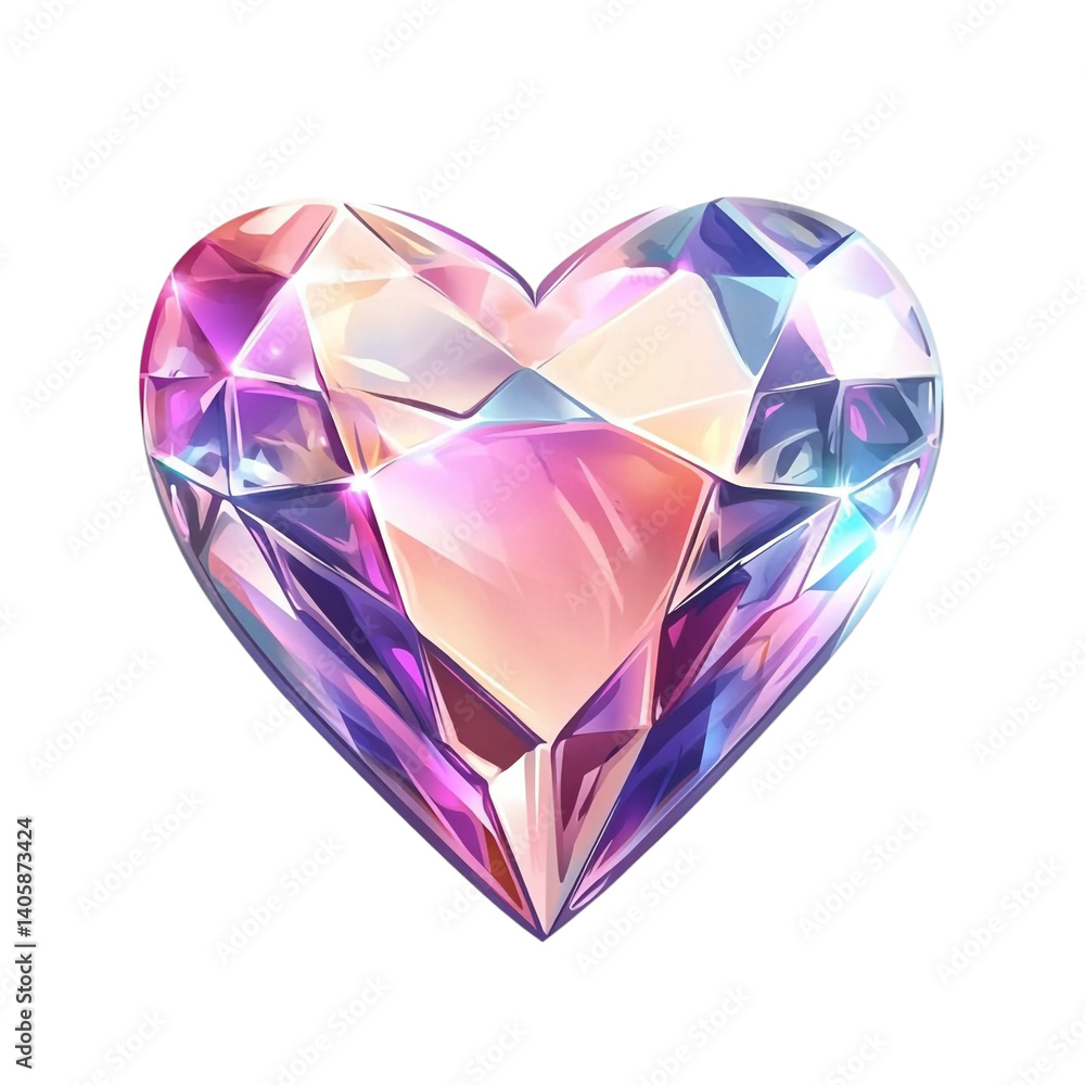 A dazzling iridescent heart shaped gem glows brightly a symbol of pure love A dazzling iridescent heart shaped gem glows brightly a symbol of pure love