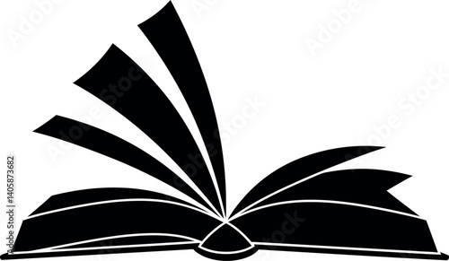 Open book with pages fanned out in a minimal flat design vector art