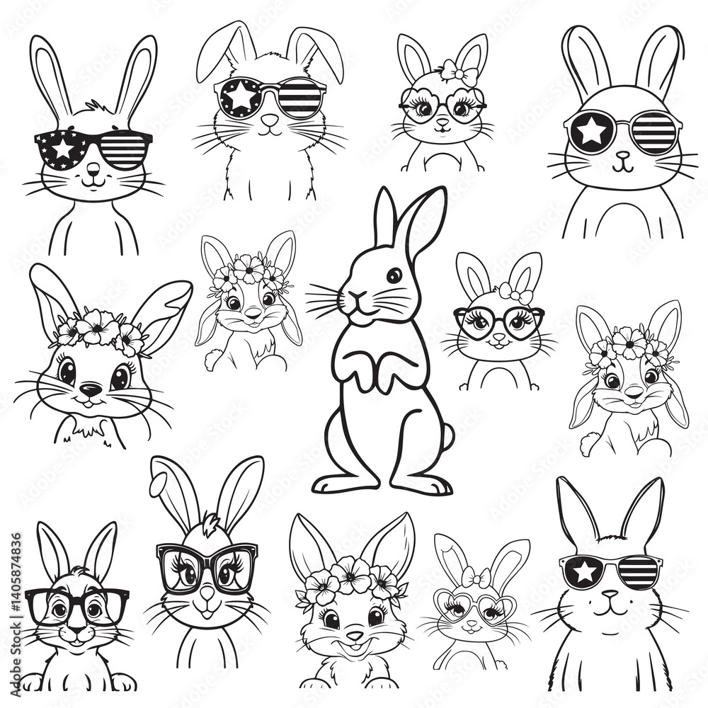 Obraz premium Little Rabbit Cartoon illustration Design, Bunny Vector, Bunny Illustration Art, Easter Bunny Art Cute Bunny ornament