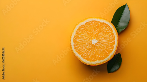 Fresh Orange slice on a Orange background