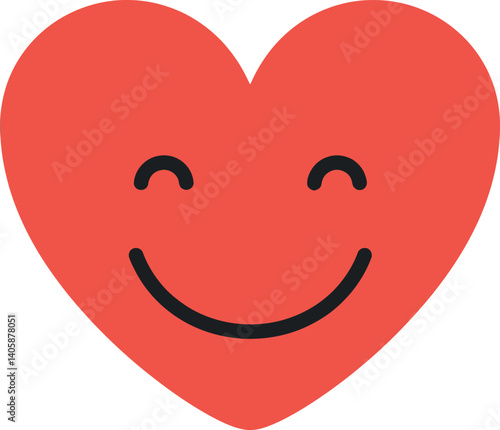 Smiling heart character with a cheerful expression in flat design vector art