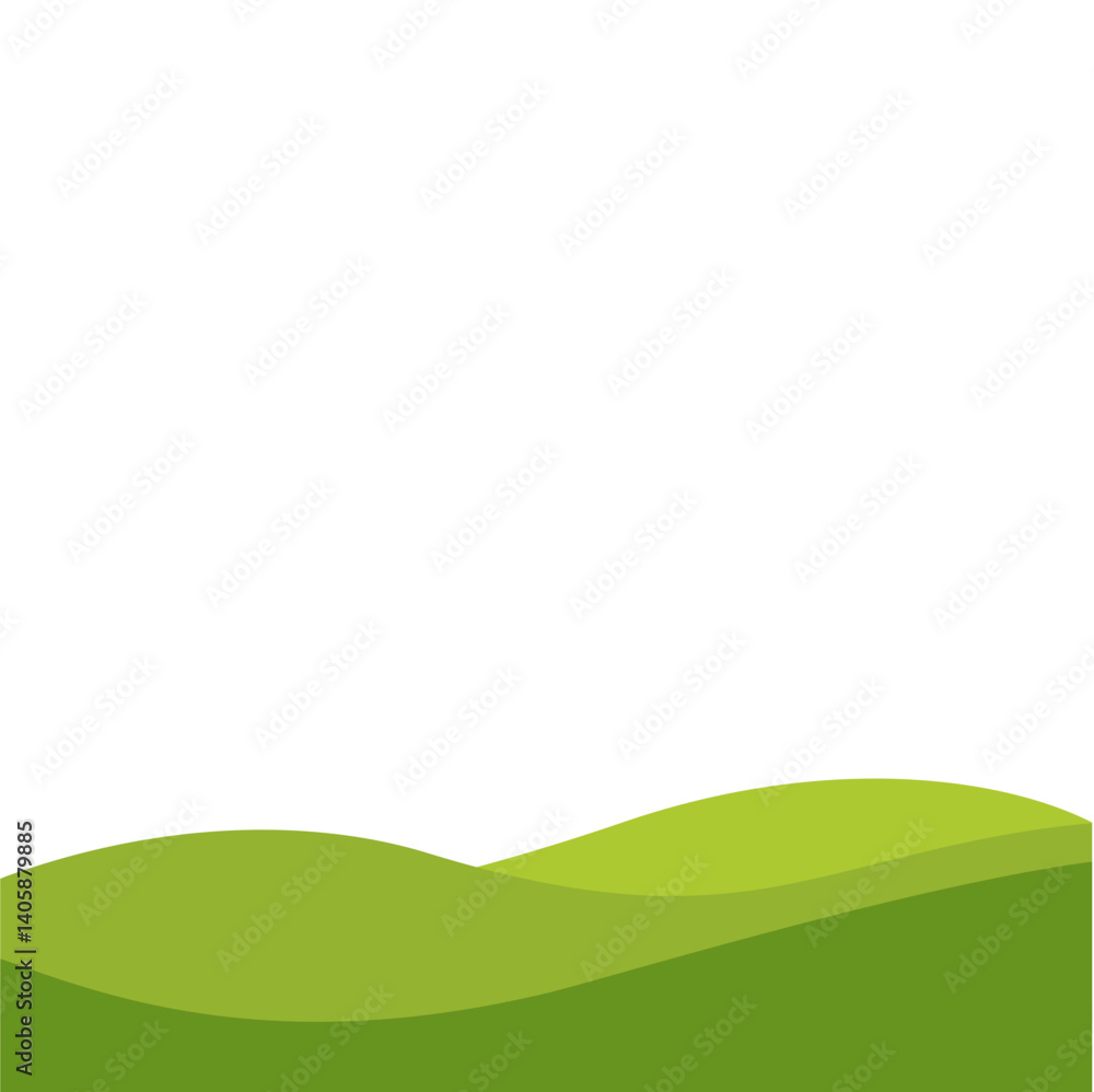 Fototapeta premium Green Rolling Hills Landscape Vector Illustration