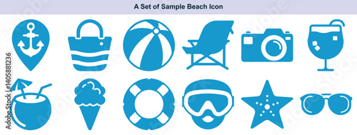 Vibrant Beach Vacation and Summer Icons
