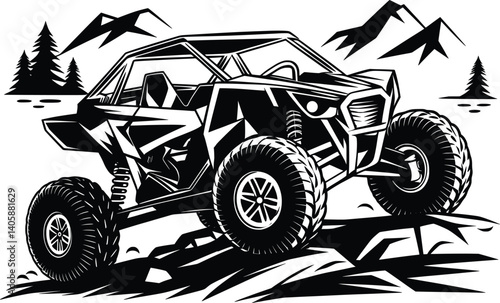 Off-Road UTV Vector Illustration, All-Terrain Vehicle Clipart Design.

