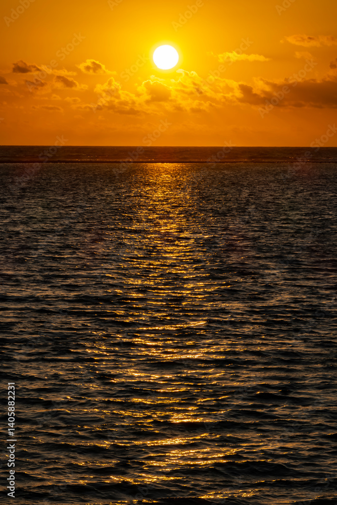 Dramatic Tropical Sunrise Over the Caribbean Ocean