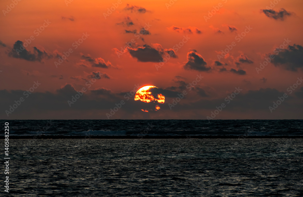 Dramatic Tropical Sunrise Over the Caribbean Ocean