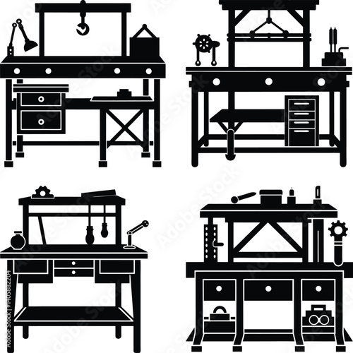 Workbench silhouette vector