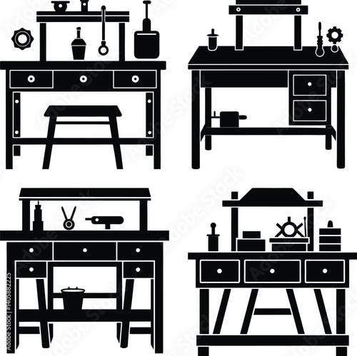 Workbench silhouette vector
