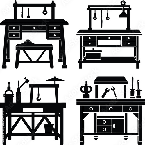 Workbench silhouette vector