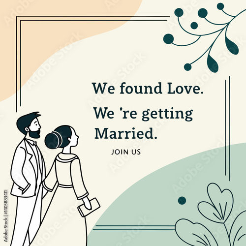 Elegant wedding invitation templates featuring modern calligraphy and the phrase "We found love".