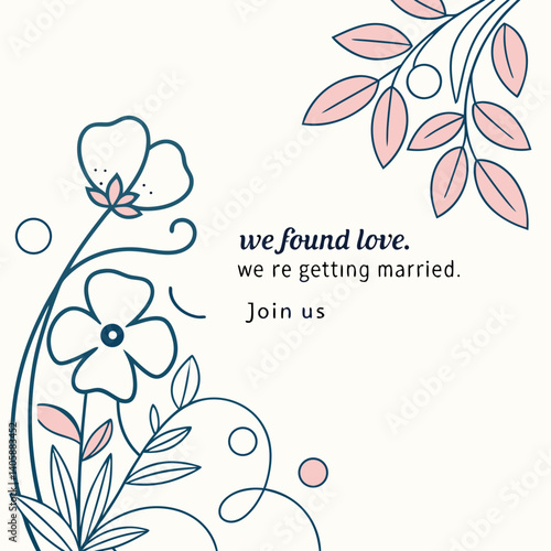 Elegant wedding invitation templates featuring modern calligraphy and the phrase "We found love".