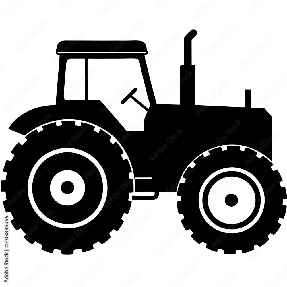 Obraz premium Simple Tractor Silhouette High-Quality Vector for Farming Branding