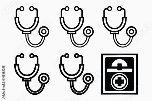 Stethoscope icon set
