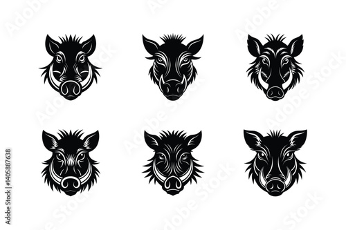Photos warthog head tusks vector art silhouette