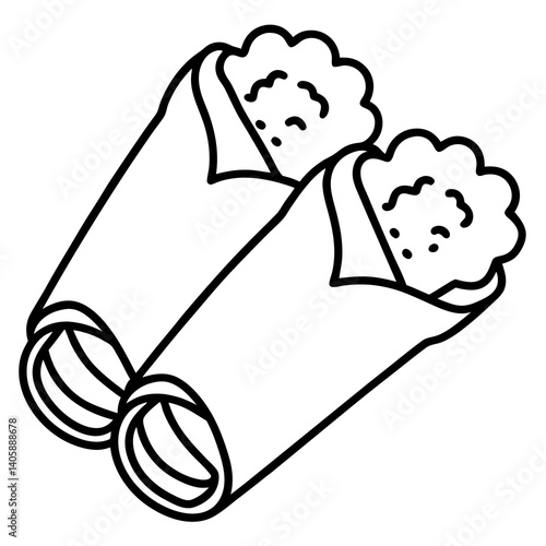 Printable spring rolls icon for menus, kitchen tools, and restaurant branding use.