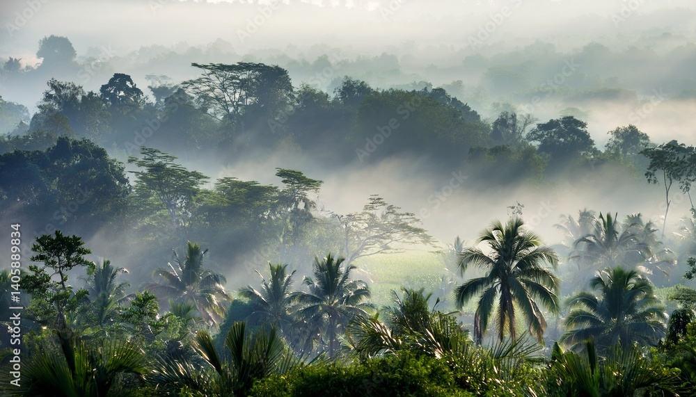 Foggy morning jungle Foggy morning jungle