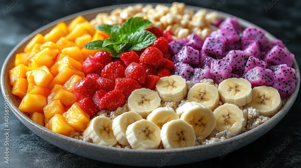 Colorful fruit and grain bowl Colorful fruit and grain bowl