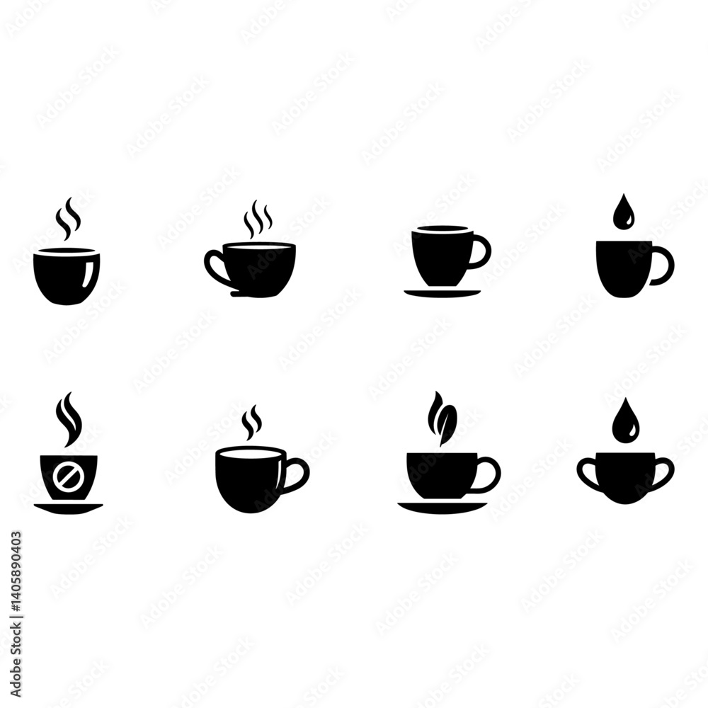 coffee cup icons set isolated vector on white background coffee cup icons set isolated vector on white background