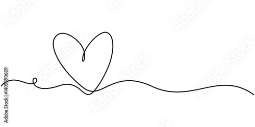 Hand drawn doodle heart. Stroke is editable so you can make it thiner or thicker. Continuous seamless line art drawing, Heart shape outline, Continuous line icon, Hand drawn doodle heart.