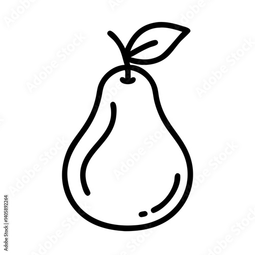 Pear illustration in minimal style, black and white, represents freshness  