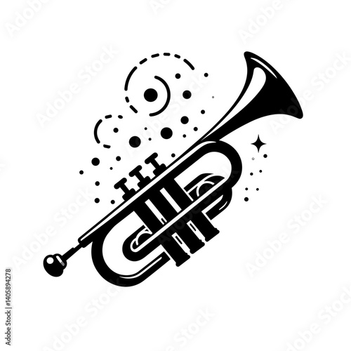 Trumpet vector illustration, a symbol of jazz culture