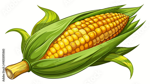 Ear of corn isolated on a white background. Fresh corncob set.
