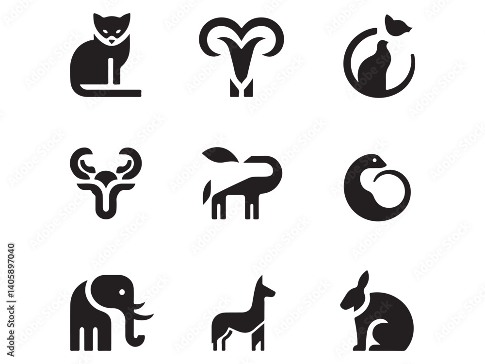 set of animals silhouettes