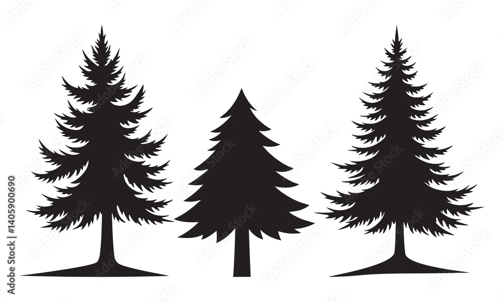 Fototapeta premium Pine Tree Silhouettes Collection - Vector 