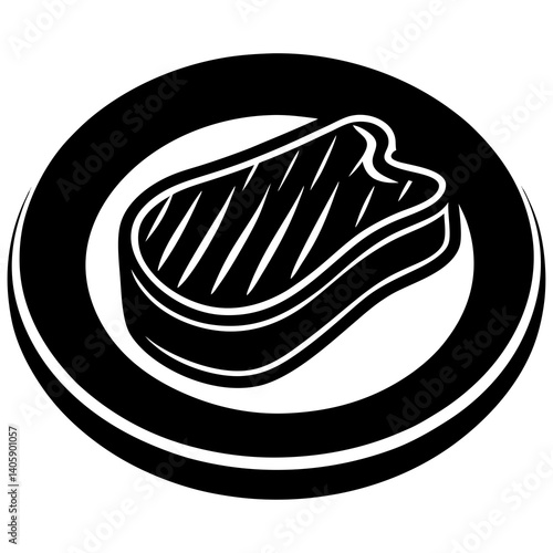 Steak Plate Icon for Restaurant Menus & Kitchen Tools – Printable Vector Graphic