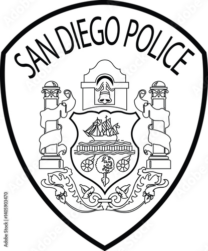 San Diego Police Patch vector file.eps blank, outline vector, svg badge, dxf, cnc router file, laser engraving, cricut, ezcad, digital cutting file for laser cutting, laser engraving template