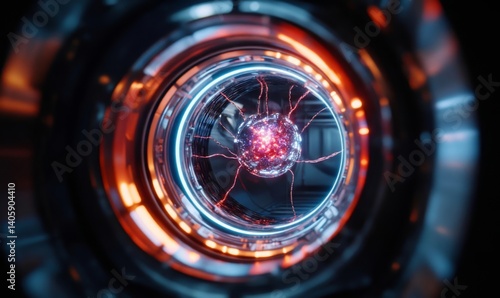 Wallpaper Mural Cryogenic quantum computing setup with neon glow Torontodigital.ca