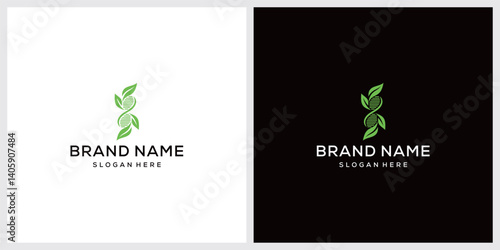 DNA and leaf logo design vector