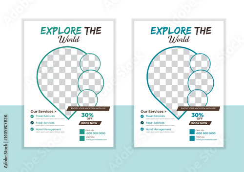 travel flyer design template, tour flyer, tourism color a4 print ready flyer