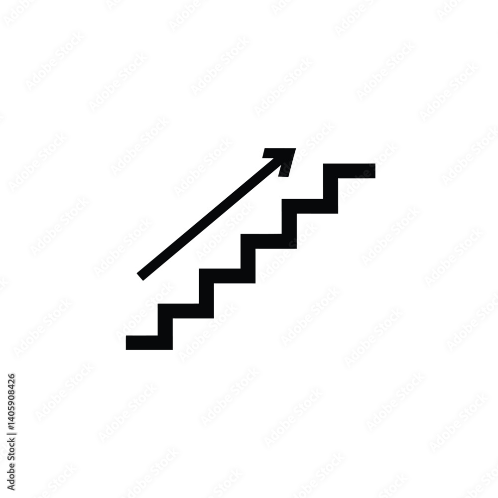 Staircase With Arrow Symbolizing Growth And Progress In Business And Career Development Staircase With Arrow Symbolizing Growth And Progress In Business And Career Development