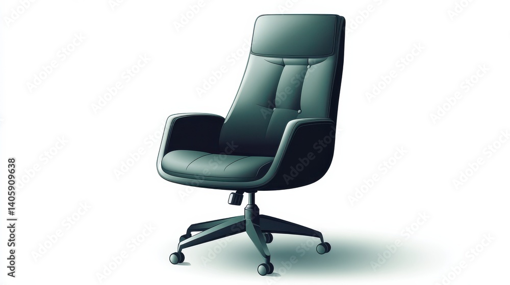 A comfortable office chair featuring ergonomic design on a white isolated background illustration A comfortable office chair featuring ergonomic design on a white isolated background illustration