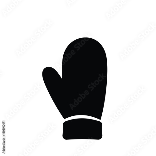 Isolated Black Mitten Graphic Element For Winter And Holiday Designs