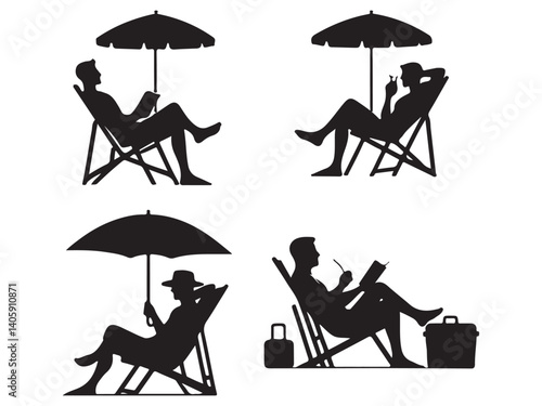 beach with umbrella and chairs