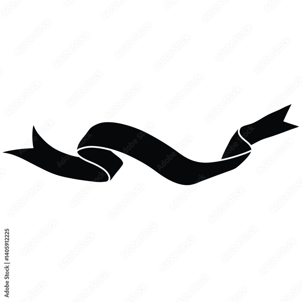 Elegant Black Ribbon Banner Scroll Isolated On White Background Vector Graphic Elegant Black Ribbon Banner Scroll Isolated On White Background Vector Graphic