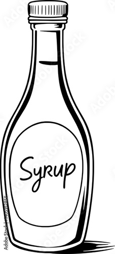Line Art Illustration Of A Syrup Bottle With A Cap