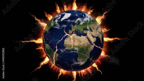 Burning Planet Earth  Global Warming  Climate Change  Environmental Disaster  Apocalypse  
