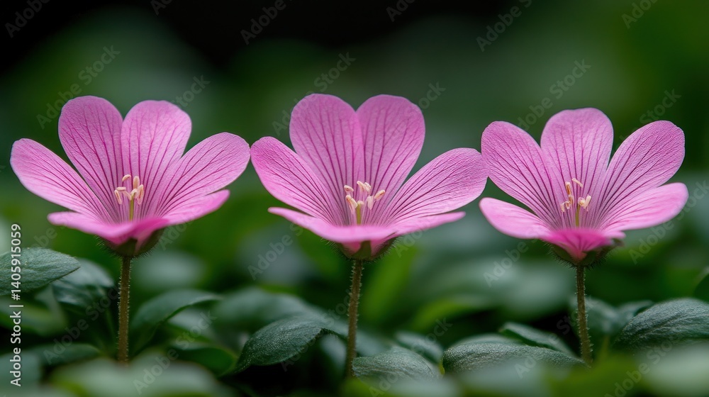 Fototapeta premium Delicate Pink Flowers in Row