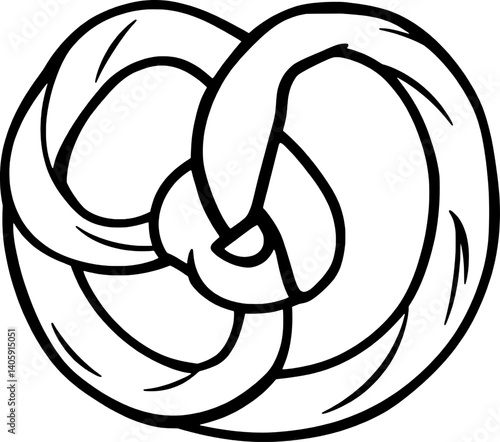 Simple Line Drawing Of A Classic Twisted Pretzel