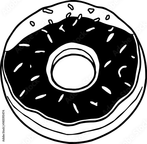 Delicious Chocolate Donut with Sprinkles A Sweet Treat Illustration