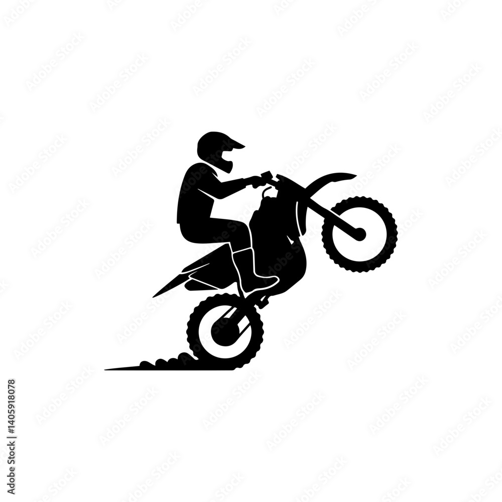 Motocross Rider in Air with Bike Tilted Upward Black Icon